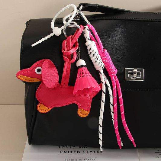 Project Sanctuary: Leather Dachshund Badminton Shuttlecock Keychain