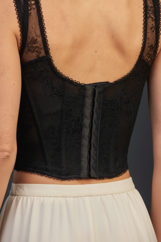 Detail – back lace panel & boning channels