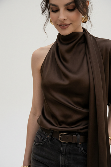 Detail — scarf drape & collarbone