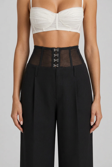 Devon front view with centered corset waistband