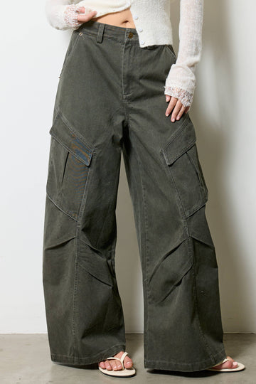 Esme Wide Leg Twill Cargo Pants