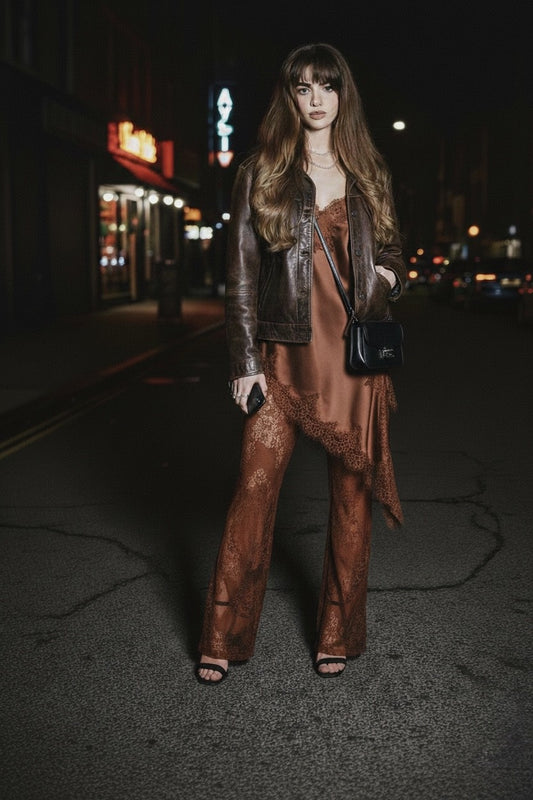 Distressed Button-Down Leather Jacket