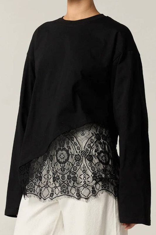 The Soho Asymmetrical Lace Illusion Top