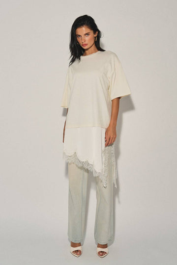 Kaylin Combo Lace Asymmetric Hem Tee