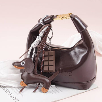 Leather Dachshund Keychain