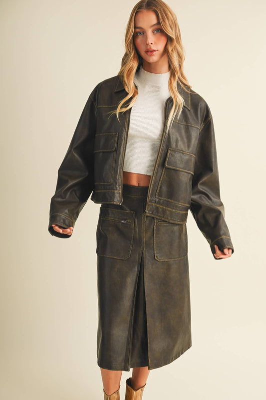 The Riley Coated Knit Boxy Utility Jacket