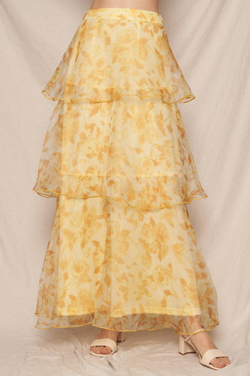The Marigold Bloom Tiered Maxi Skirt
