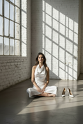 Floor - Cross-Legged Bare Feet, Two Heels to Right