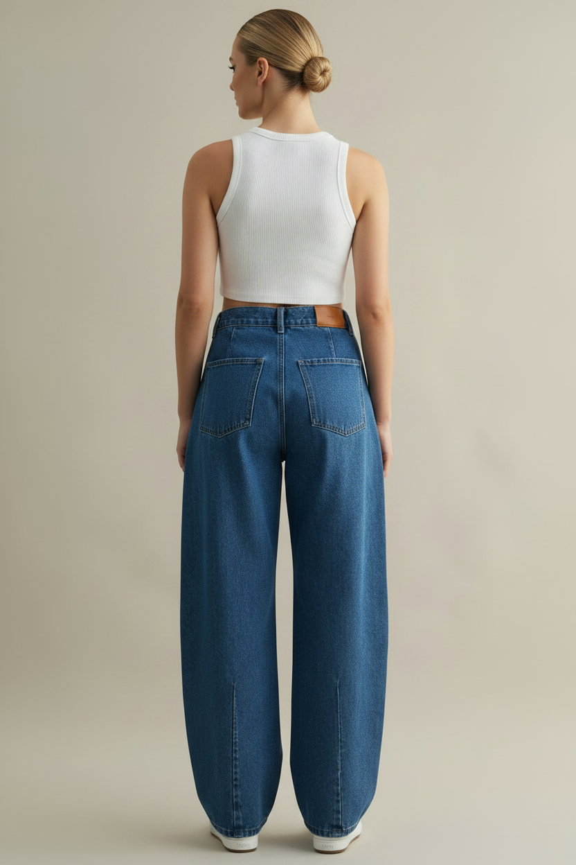Full back view with white sneakers