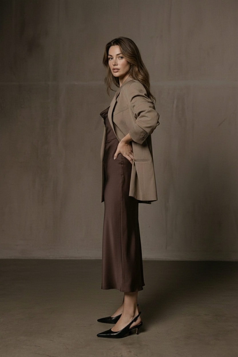 Full body front — direct gaze