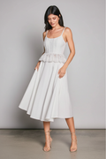 Full body – lifting skirt hem, looking down