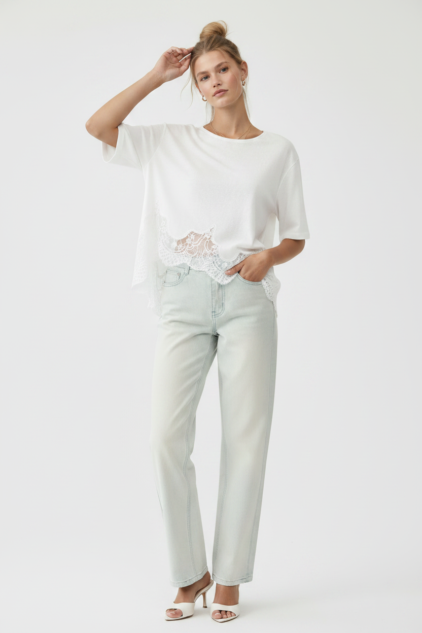 Hand touching hair bun, editorial