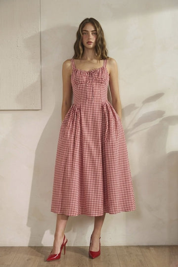 The Meadowbrook Gingham Midi Dress