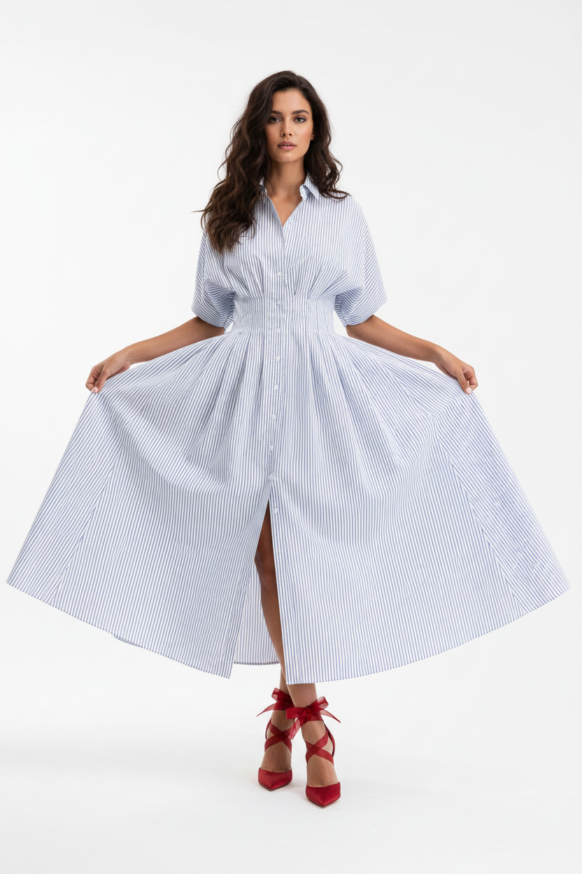 Holding skirt wide, full volume
