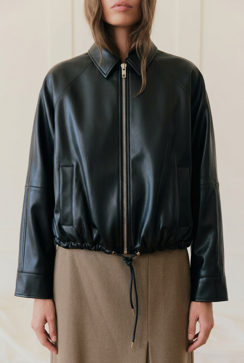 Leather texture and zipper detail