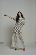 Mixed Media Knit & Lace Dress - Editorial Pose