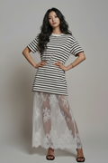 Mixed Media Knit & Lace T-Shirt Dress Editorial