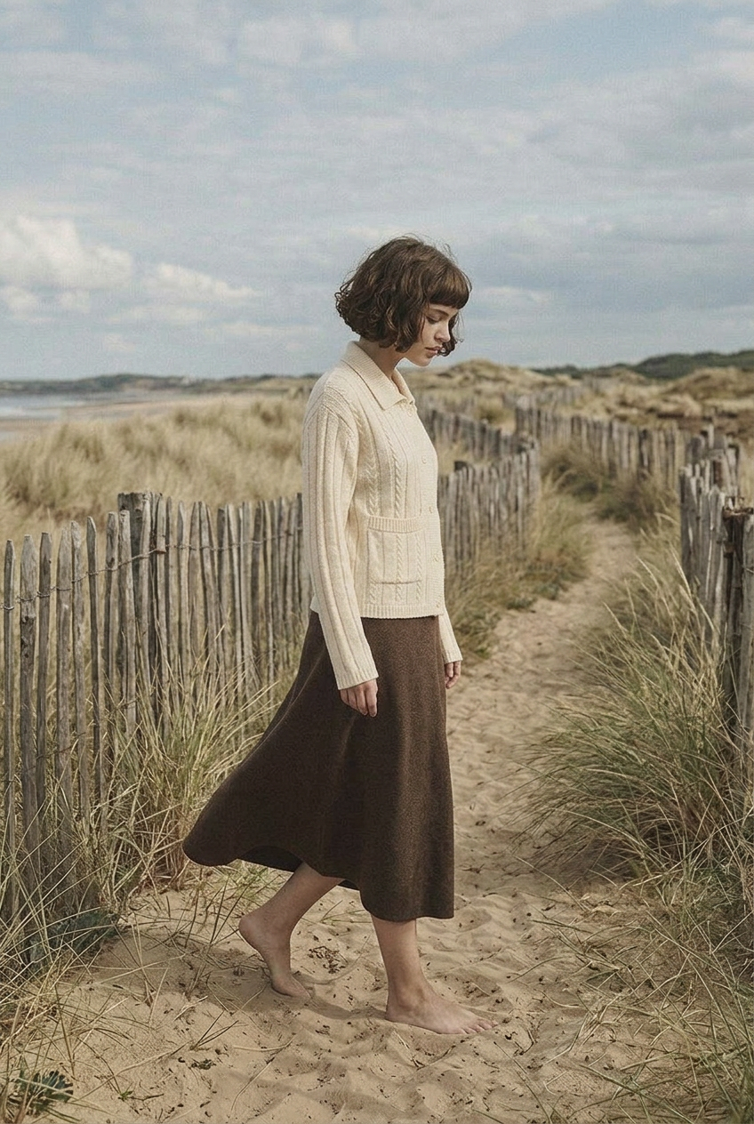 Morrow Coast Cardigan side-profile walk