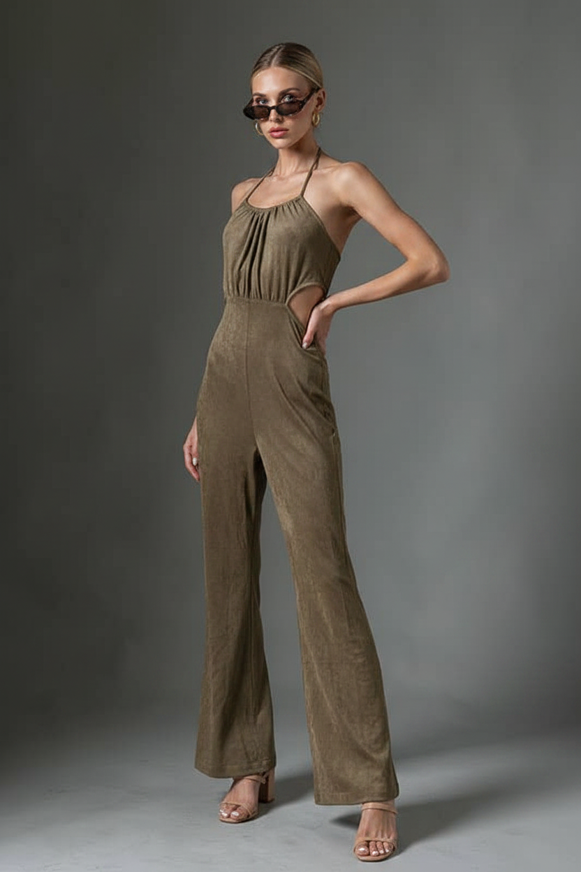One hand on hip, side cutout visible