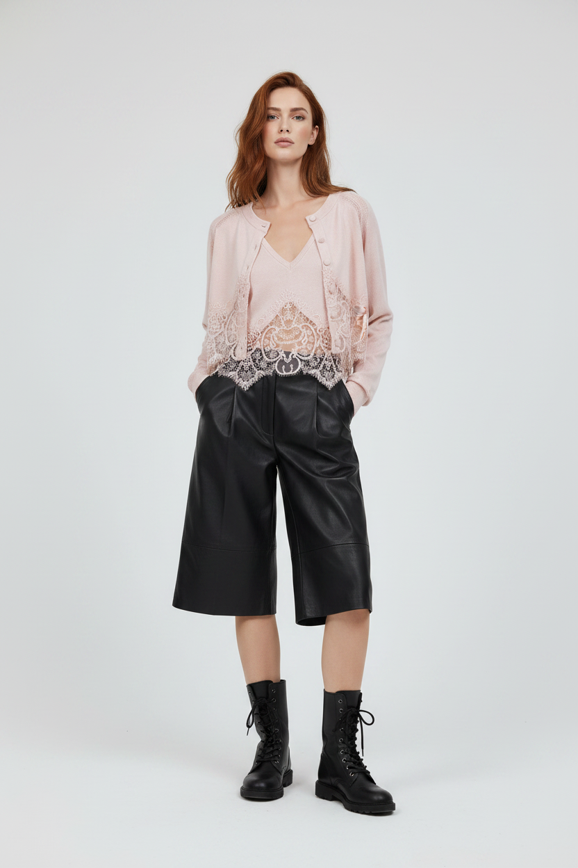 Pink 7 – Cardigan, hands in pockets