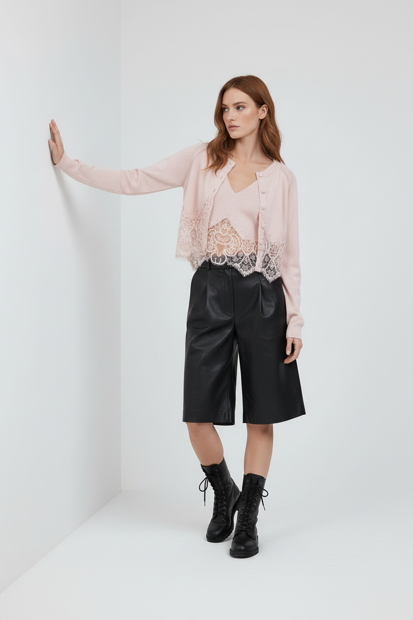Pink 9 – Cardigan, arm on wall