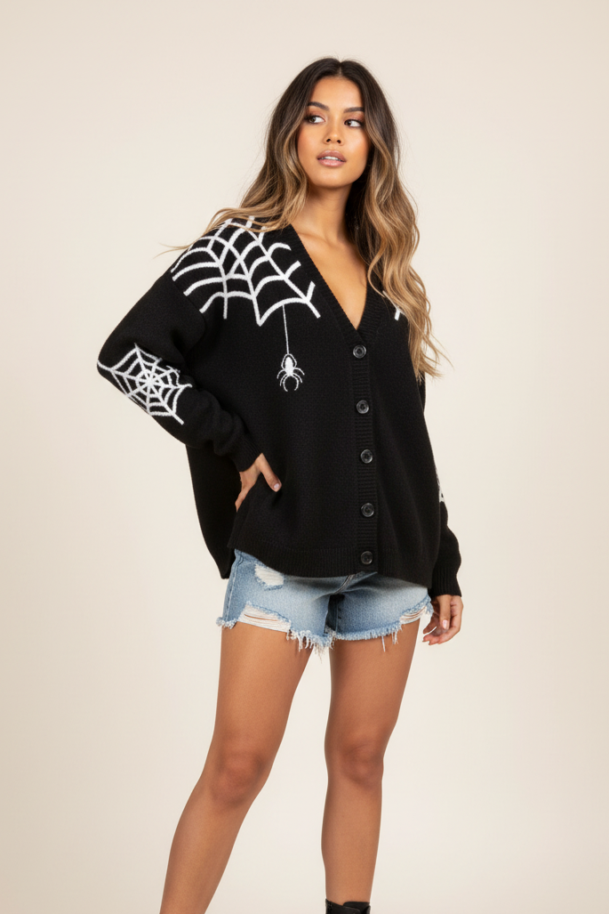 Spider Web Cardigan - 3/4