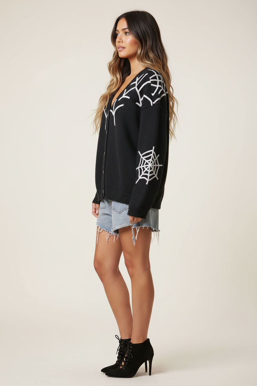 Spider Web Cardigan - Side Profile