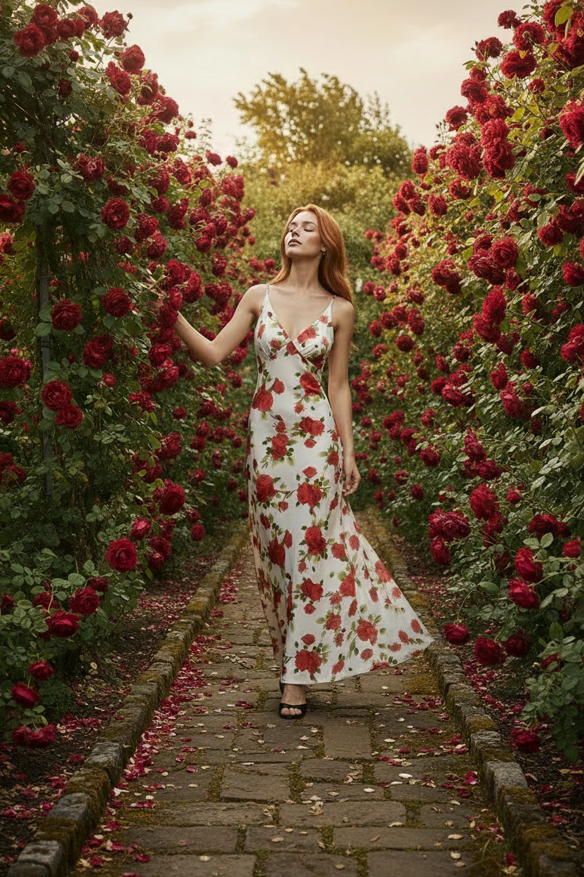 The Delphine Painted Rose Maxi – Garden Path Refined