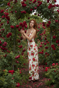 The Delphine Painted Rose Maxi – Red & Burgundy Rose Garden