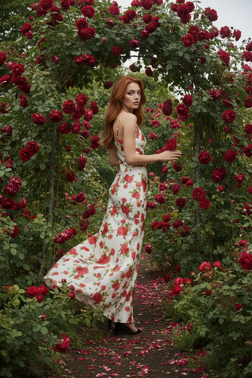 The Delphine Painted Rose Maxi – Rose Garden Alt Pose