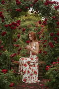 The Delphine Painted Rose Maxi – Rose Garden Seated Pose