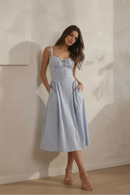 The Meadowbrook Gingham Midi Dress - Editorial 2