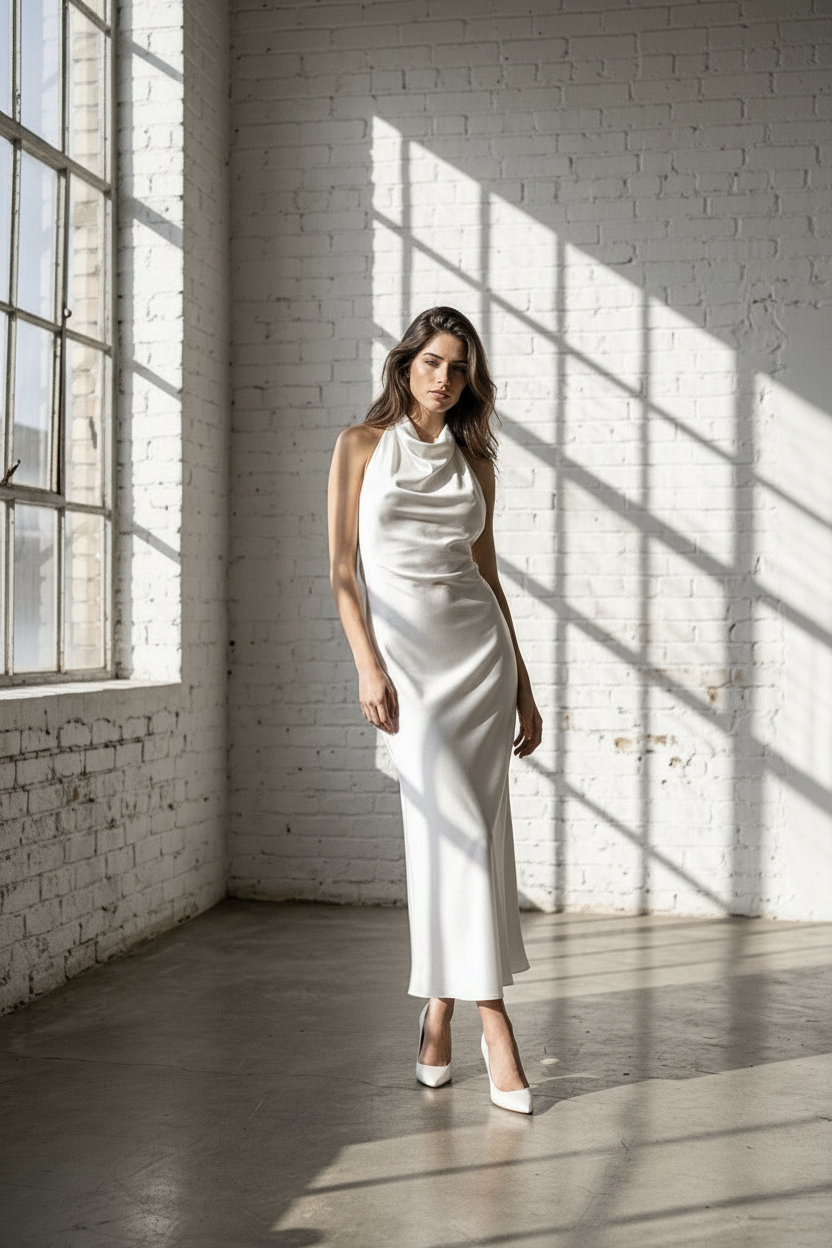The White Theory "High Society" Open Back Midi Dress — Editorial