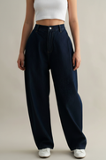 Waist & pleat detail - dark indigo