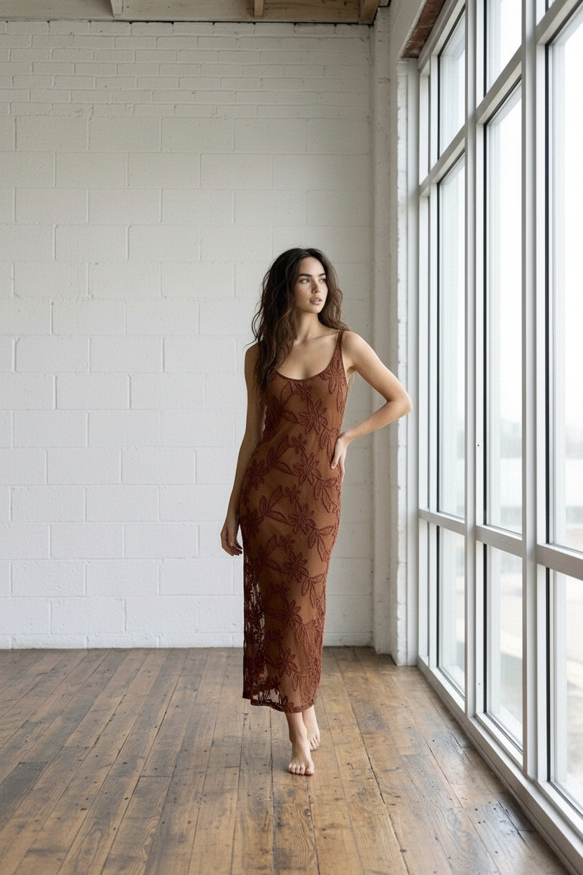 Wanderlust Crochet Maxi - Front Standing